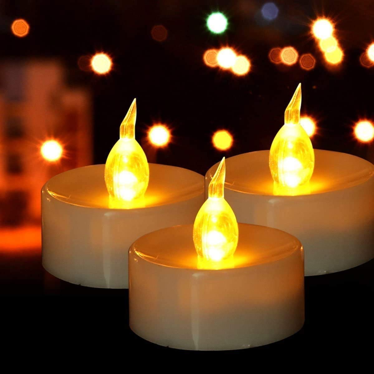 NEWEEN Tea Lights LED 24-Pack Flameless Tealight Candles Battery Candles  Flickering Electric Tea Candles for Decoration,Pumpkin  Lights,Holiday,Anniversary,Wedding,Party(Warm Yellow Light） 